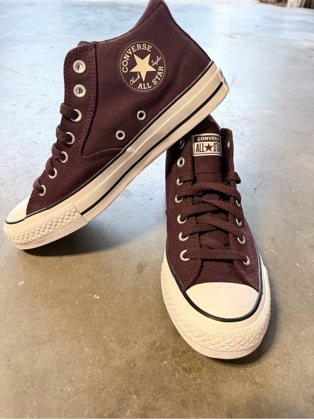 Converse High Top Sneakers - Maroon and White